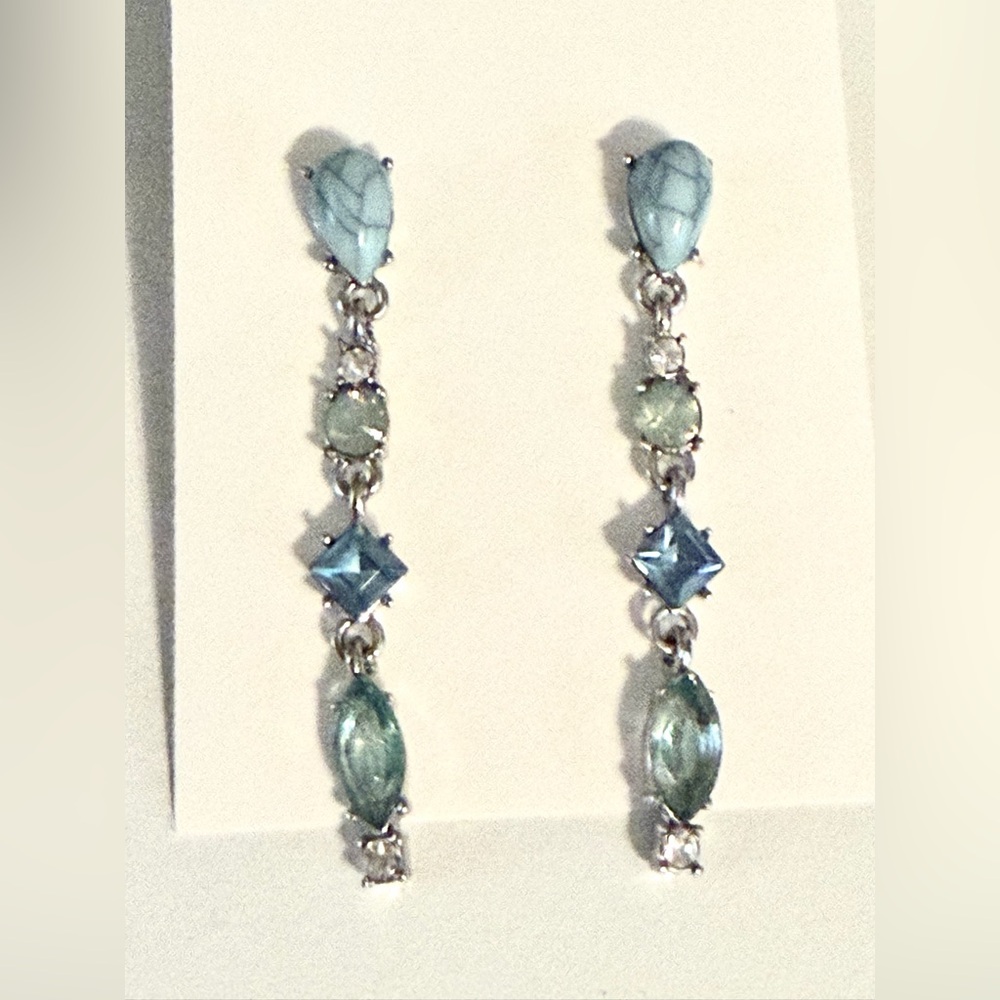 Elegant Blue Drop Crystal Earrings - Women Jewelry